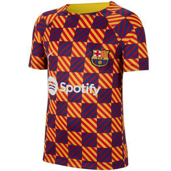 Barcelona maglia pre-partita Barcellona allenamento uniforme da calcio abbigliamento sportivo da uomo maglia gialla 2023-2024